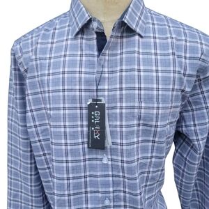 Galaxy By Harvic Long sleeves Plaid Slim-Fit Dress Shirt Men. XL New With Tags.